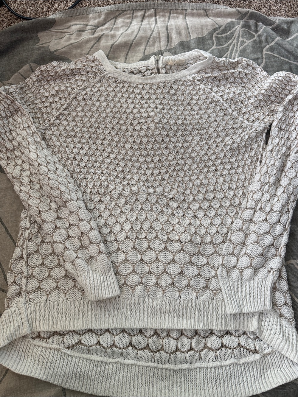 Moth Open Weave Knit Crewneck Sweater - Cream